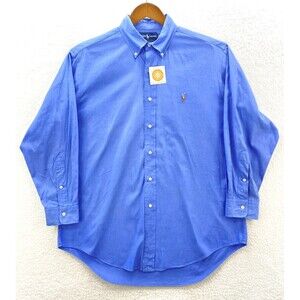 Ralph Lauren Flesh Pony Shirt Men's 16 32 Blue Oxford Yarmouth Pinpoint Preppy